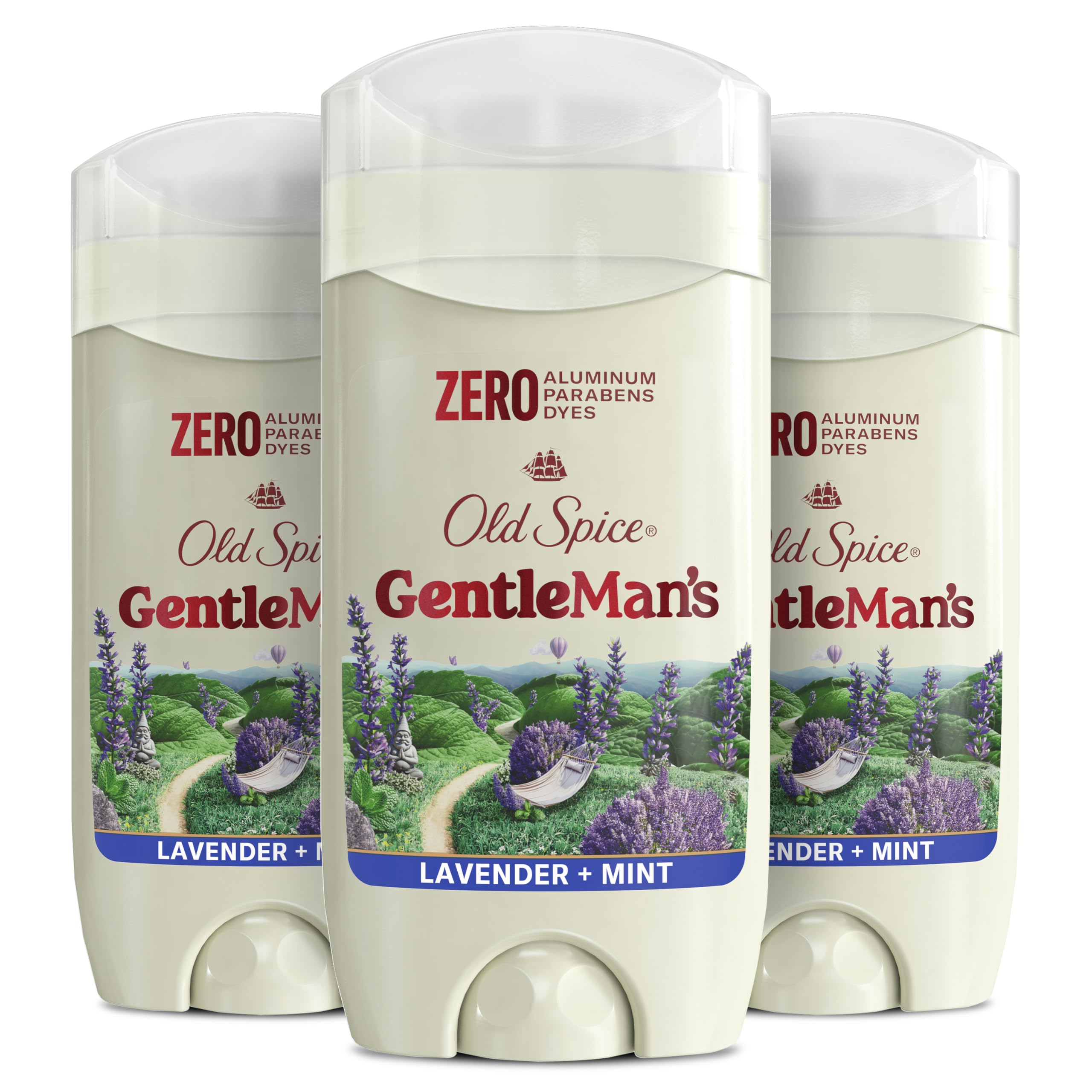 Old Spice GentleMan's Aluminum Free Dry Feel Deodorant for Men, 24/7 Lasting Freshness, Gentle on Skin with Skin Conditioners, Lavender + Mint Scent, 3.0 oz (Pack of 3)