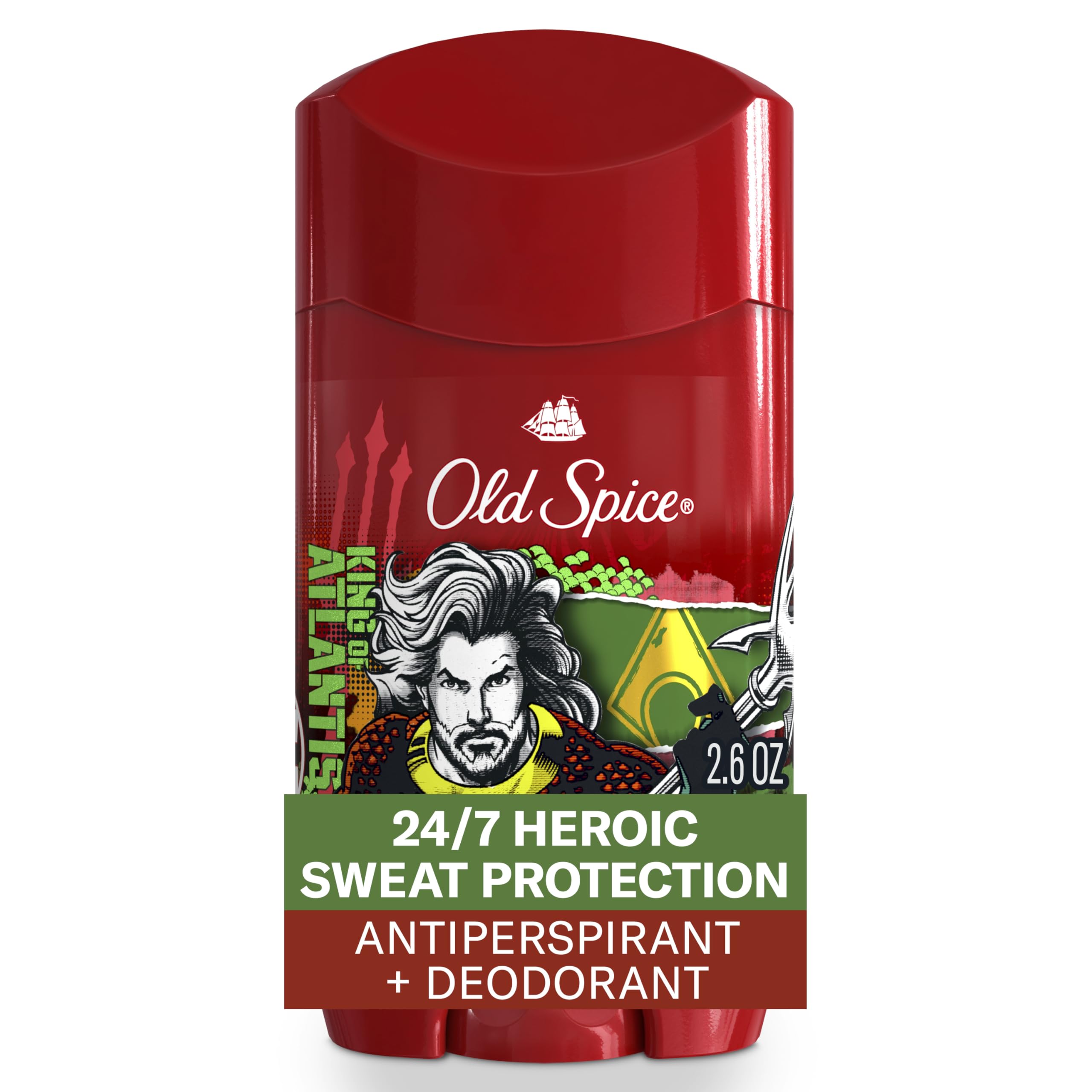 Old Spice Antiperspirant Deodorant for Men, 24/7 Freshness & Lasting Scent, 24/7 Long Lasting Sweat & Odor Protection, Smell Like a Hero, Aquaman, Fresh Ocean and Seastorm Scent, 2.6 oz