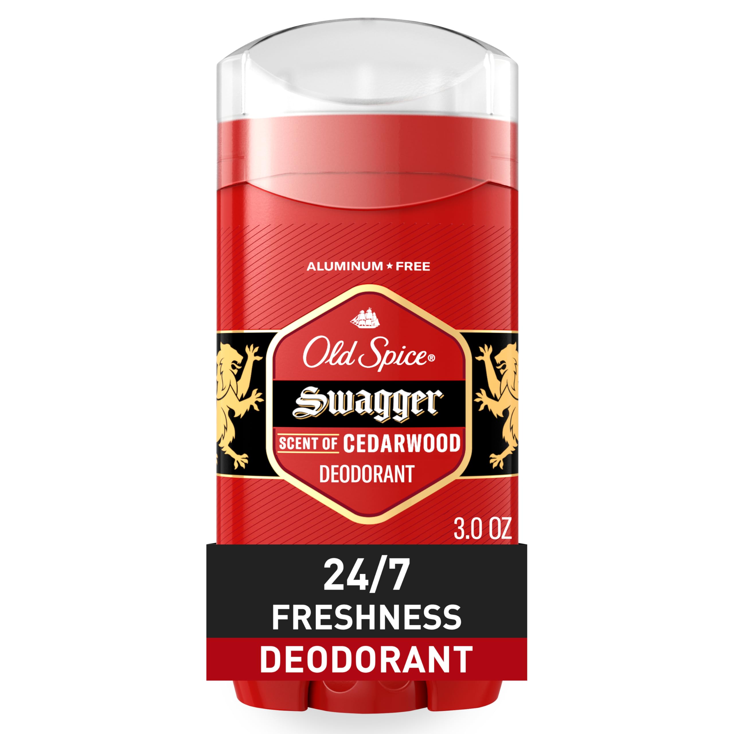 Old Spice Aluminum Free Deodorant for Men, 24/7 Odor Protection, 24/7 Freshness & Lasting Scent, Swagger with Cedarwood Scent, 3.0 oz