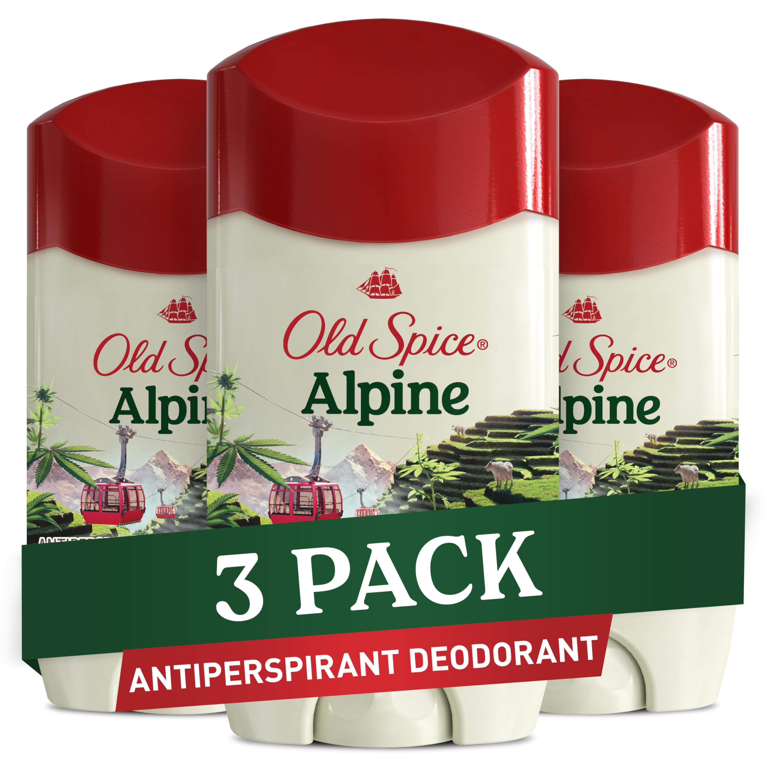Old Spice Men's Antiperspirant & Deodorant Alpine with Hemp Oil, 2.6oz (Pack of 3)