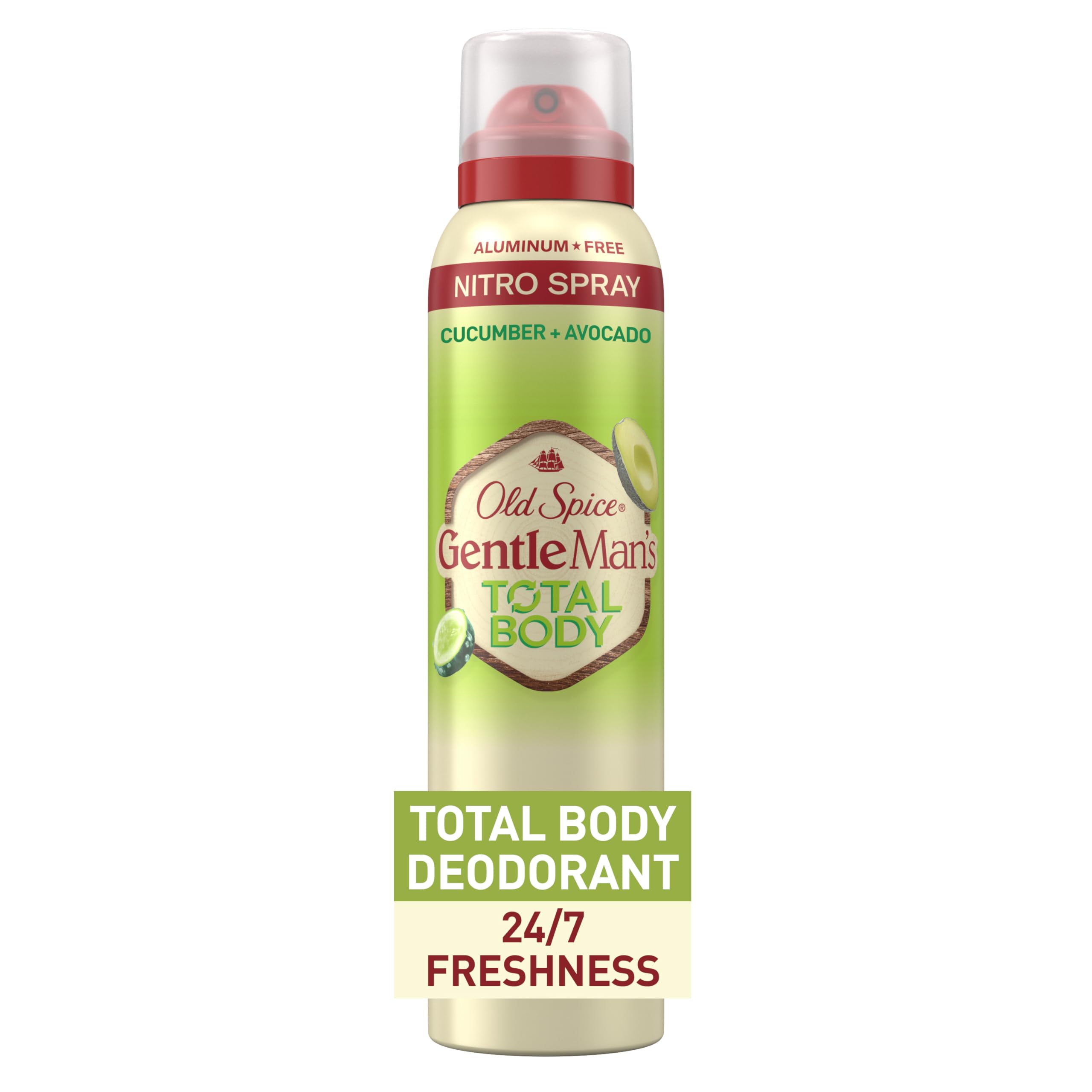 Old Spice Whole Body Deodorant Spray for Men, Aluminum Free, Cucumber + Avocado Scent, 24/7 Odor Protection, 24/7 Lasting Freshness, Dermatologist Tested, Gentle on Skin, Safe to Use All Over, 3.5 oz