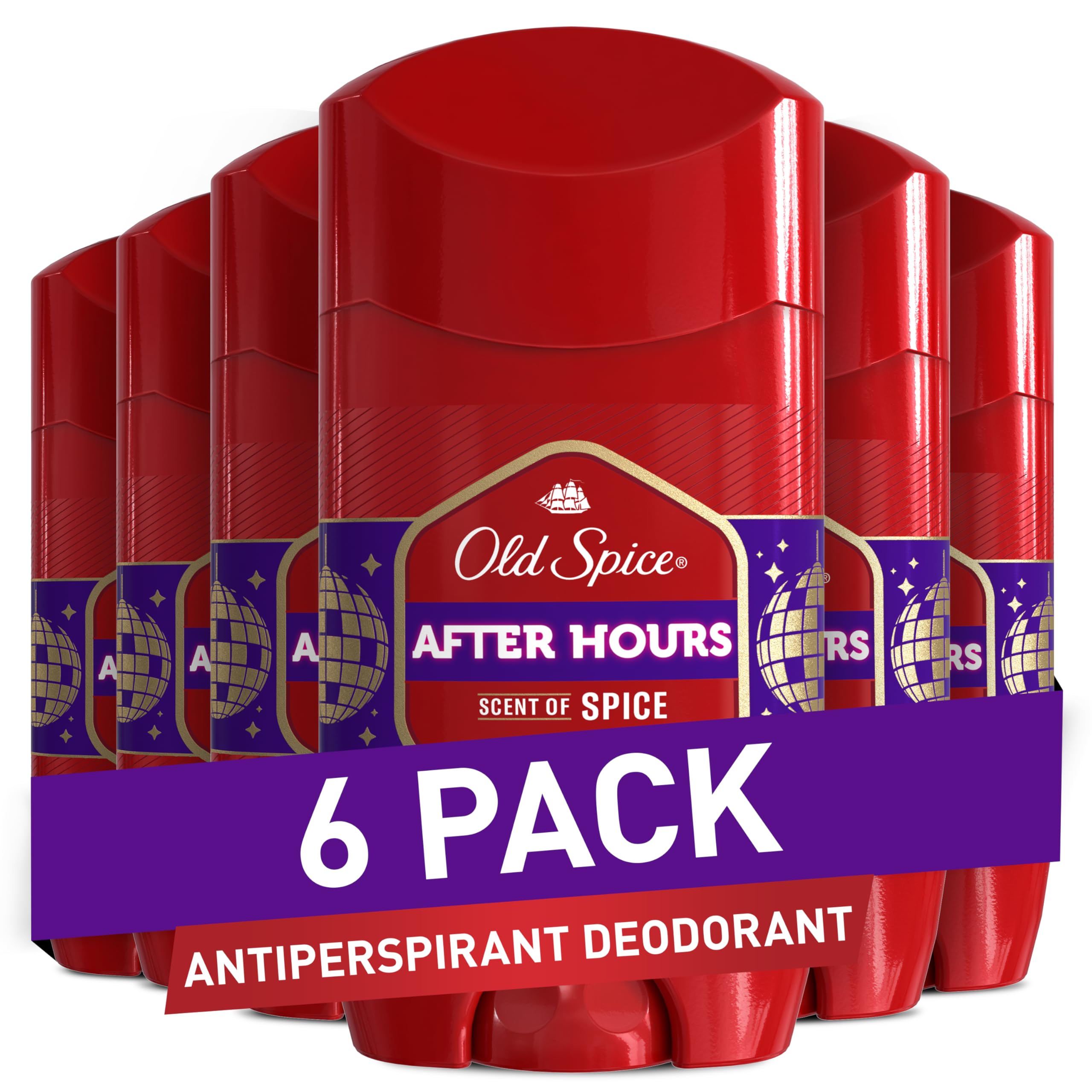 Old Spice Antiperspirant Deodorant for Men, 24/7 Sweat & Odor Protection, 24/7 Lasting Freshness, Invisible Solid, After Hours with Spice Scent, 2.6 oz (Pack of 6)